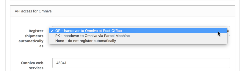 OpenCart Omniva courier settings